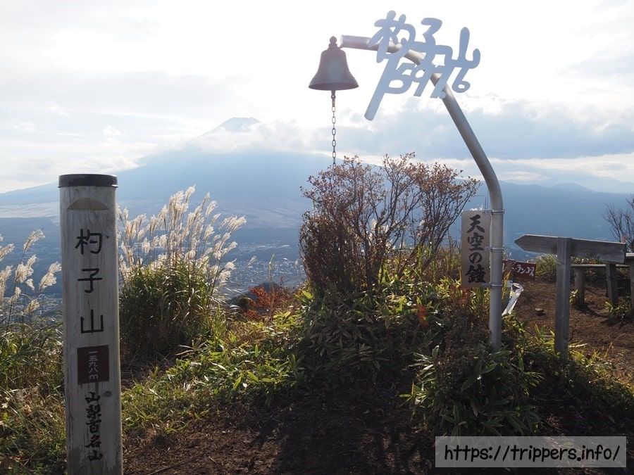 杓子山の山頂から見た富士山の景色